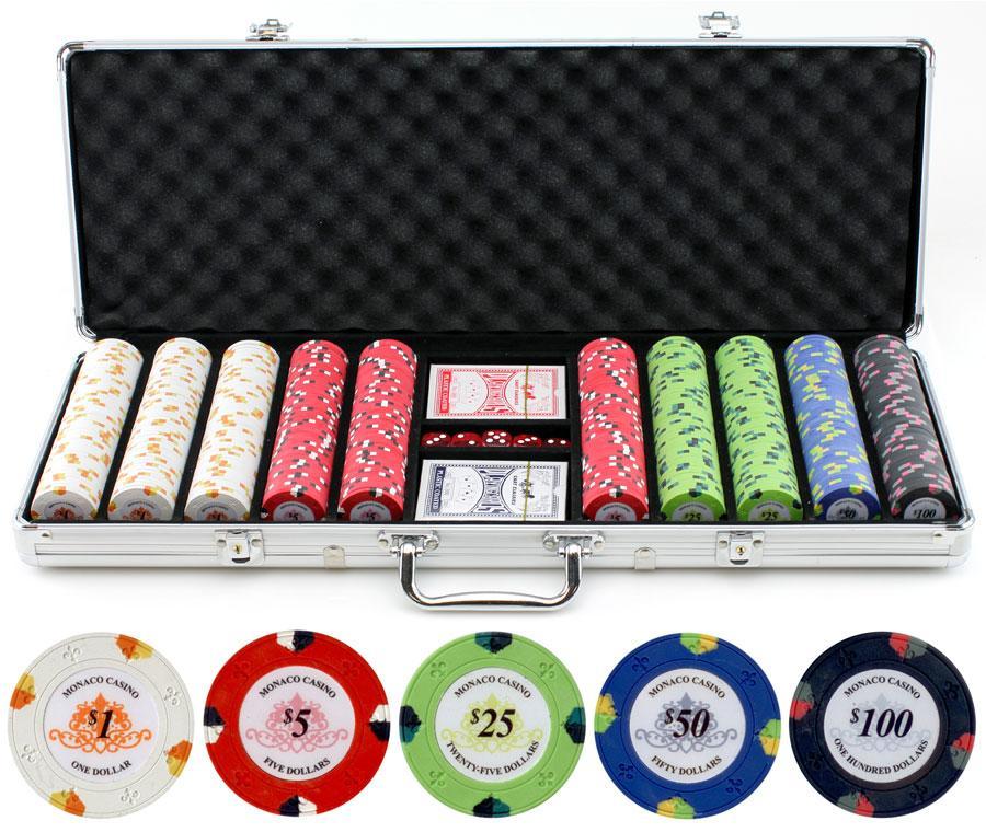 JP Commerce Monaco Casino 500 Piece Poker Chips Set Clay