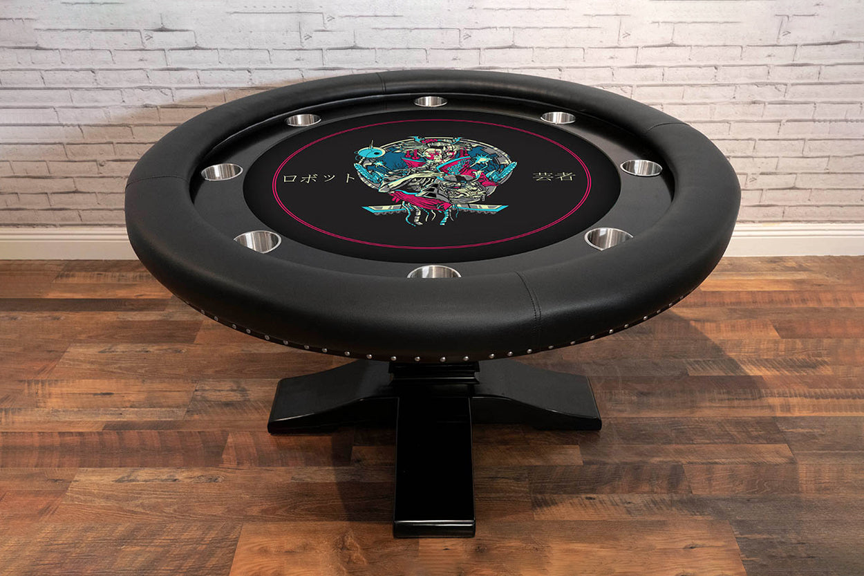 BBO Poker Tables Ginza LED Black Round Poker Table 8 Person