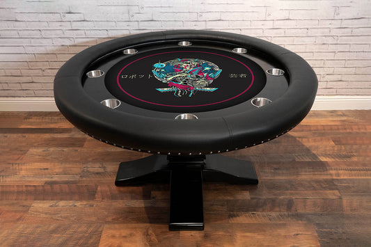 BBO Poker Tables Ginza LED Black Round Poker Table 8 Person